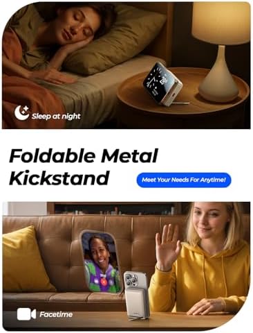 LISEN Qi2 Certified 15 W Mag Safe Portable Charger – 10,000 m Ah Battery Pack with Foldable Stand, Fast 30 W USB-C Charging for i Phone 16/15/14/13 – Sleek Wireless Power Bank for On-the-Go Convenience and Enhanced Compatibility