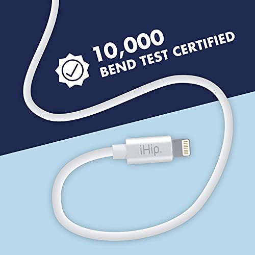 Premium i Hip 6 ft Bend Test Certified Lightning Cable – Durable White PVC USB Charging Cord for i Phone, i Pad, & i Pod – Fast Charging & Enhanced Compatibility for Everyday Use