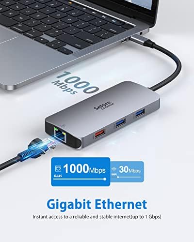 Ultimate 9-in-1 USB C Adapter for Mac Book Pro/Air – Versatile Dongle with 3 USB Ports, HDMI, RJ45 Ethernet, 100 W PD Charging, and SD/TF Card Reader – Unmatched Compatibility for Mac, Dell XPS, and Lenovo Think Pad – Boost Your Productivity and Streamline Your Workspace
