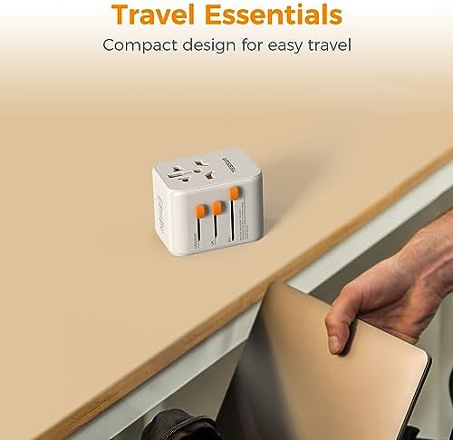 TESSAN 100 W Ga N Travel Adapter with 5 USB Ports – Universal Power Converter for Global Charging in 200+ Countries, Fast Charging Solution for Laptops, Smartphones & Tablets – Compact & Lightweight Design for Effortless Portability