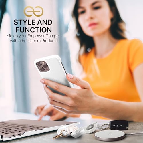 Dreem Empower Magnetic Wireless Charger Pad – High-Speed Mag Safe & Qi-Certified Charging Solution with Premium Vegan Leather Finish in Coffee – Effortless Device Alignment & Enhanced Overheat Protection for a Stylish, Tangle-Free Experience