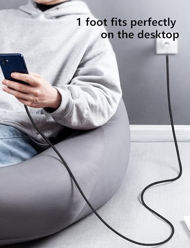 Premium 6 FT USB C to Lightning Charging Cable – 2 Pack, MFi Certified, Fast Charge for i Phone 14, 13, 12, 11, 8, 7, 6, SE, XR, XS, X & i Pad – Durable Braided Design for Enhanced Durability and Flexibility – Black Fast Charging Cord for Effortless Power-Up Anywhere