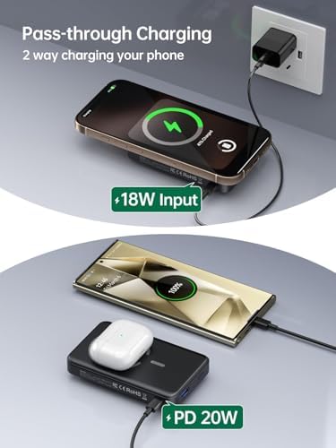 Magnetic 2-in-1 Wireless Portable Charger for Apple Watch & i Phone – 12000 m Ah Fast Charging Power Bank with 20 W Output for i Phone 16/15/14/13/12 & All Apple Watch Series – Compact Travel Essential in Pink – Charge 4 Devices Simultaneously with Advanced Safety Features