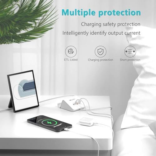 VHBW 35 W 6-Port USB C Charging Hub – Innovative Multi-Device Fast Charging Station with 3 USB-C & 3 USB-A Ports – Optimal Compatibility for i Phone 14/13/12 & Samsung Galaxy S23/S22/S21 – Smart Power Distribution for Rapid Charging Efficiency