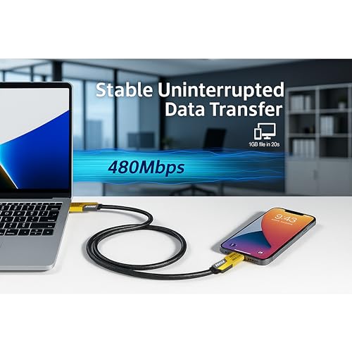 Elevate Your Charging Experience: 4-in-1 Fast Charging Cable Set – 2-Pack 6 FT Nylon Braided Cords with Lightning, USB C & USB A Ports for Superior Compatibility and 100 W Power Delivery – Perfect for i Phone, i Pad, and More – Tangle-Free Durability with 480 Mbps Data Transfer Speed