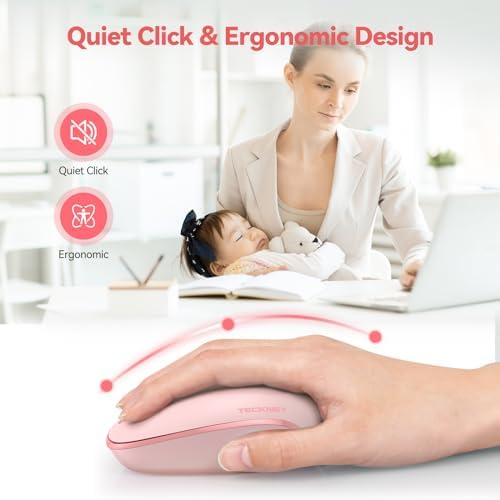 TECKNET 2.4 GHz Wireless Mouse – Ultra-Quiet & Portable Computer Companion with Adjustable DPI, USB Receiver, and Ergonomic Design for Seamless Use Across Chromebook, Laptop, PC & Mac – Enhance Productivity Effortlessly