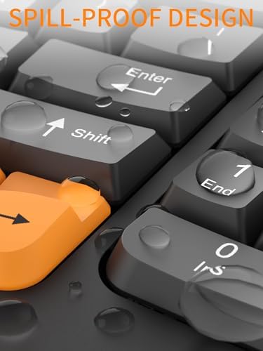 Revolutionize Your Workspace with the Ergonomic Wireless Keyboard – Comfort-Driven Design with Wave Keys & Cushioned Wrist Rest for Effortless Typing, 2.4 GHz Connectivity for Windows & Mac OS, Stylish Black & Orange Finish – Spill-Resistant & Built for Longevity