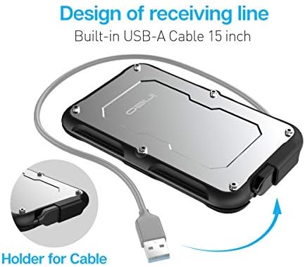 Rugged Waterproof & Shockproof 2.5″ External Hard Drive Enclosure – USB 3.0 Type-A SATA Adapter for 7 mm & 9.5 mm HDD/SSD – UASP Fast Data Transfer for PS4, PS5, Xbox – Tool-Free Installation for On-The-Go Storage