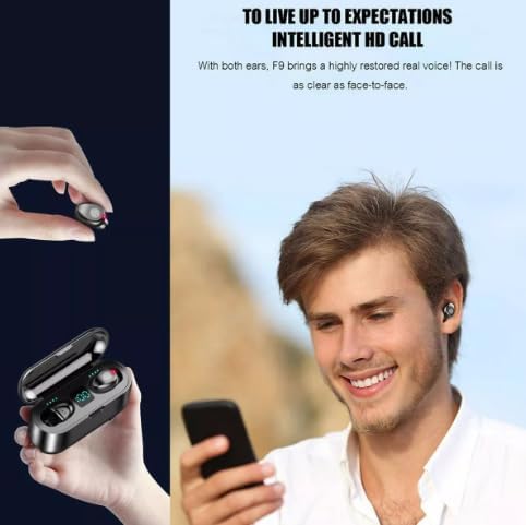 Ultra-Compact Mini F9 5.0 TWS Waterproof Bluetooth Earbuds with Touch Control – Premium Sound Quality Sports Headphones Featuring Dual Connectivity and USB Charging Case for Active Lifestyles – Sleek Black Design for Effortless Audio Experience