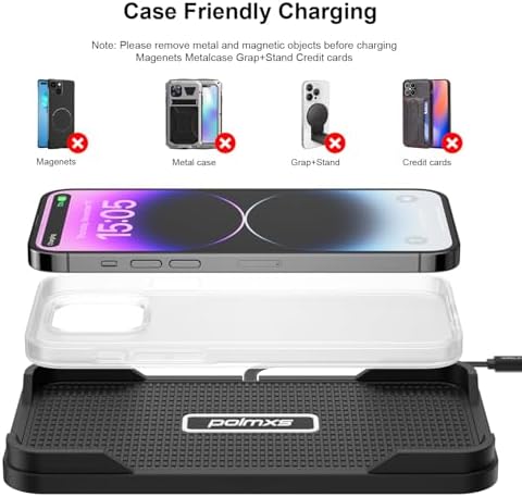 Polmxs 15 W Fast Wireless Car Charger Pad – Ultimate Compatibility for i Phone & Galaxy Devices, Sleek Non-Slip Design for Effortless Charging on the Go, Durable Cordless Charging Mat for Modern Lifestyles, Smart Temperature Control for Safe Power-Ups, Perfect for Clutter-Free Driving