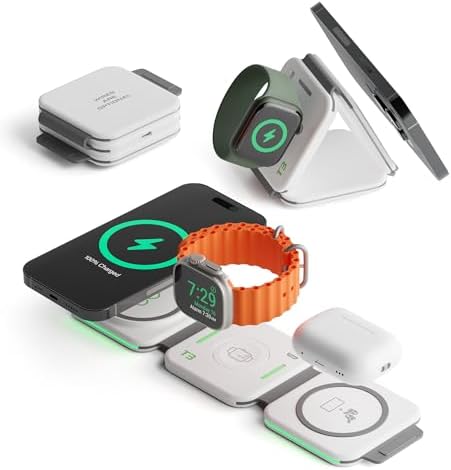 Infina Core 3-in-1 Magnetic Wireless Charging Station for Apple Devices – Ultimate Travel Charger for i Phone 12-16 Pro Max/Plus, Air Pods & Apple Watch – Compact Foldable Design with Rapid Charging and Enhanced Compatibility