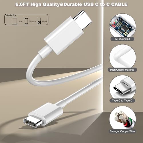 Rapid Charge i Phone 15 & 16 Dual USB-C Adapter Set – 40 W Fast Charging Block with Two 10 FT Cables for i Pad & i Phone Accessories – Optimal Power Delivery for i Phone 15 Pro/Pro Max & i Pad Mini/Air/Pro – Portable Convenience & High Compatibility