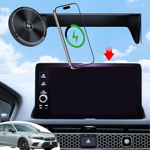 Transform Your Drive with the 2024 Civic Phone Mount & 15 W Fast Wireless Charger – Custom-Fit for Seamless Integration, Magnetic Holder for All Cell Phones, 9-Inch Adjustable Design for Optimal Viewing, Ensures Safe and Convenient Charging on the Go