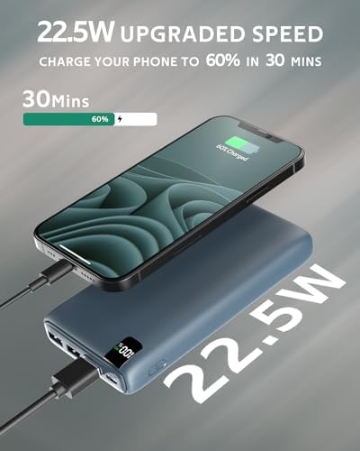 26800 m Ah CONXWAN Portable Power Bank – 22.5 W Fast Charging USB-C Battery Pack with 4 Outputs for i Phone, Android, and Tablets – Essential Travel Charger for On-the-Go Power Solutions in Green
