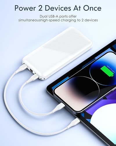 Feeke 15,000 m Ah Dual USB Portable Charger – High-Speed Power Bank with 5 V/3.1 A Output for Rapid Device Charging – Ideal for Smartphones, Tablets, and USB Gadgets – Sleek Black Design for Effortless Portability and Enhanced Device Compatibility