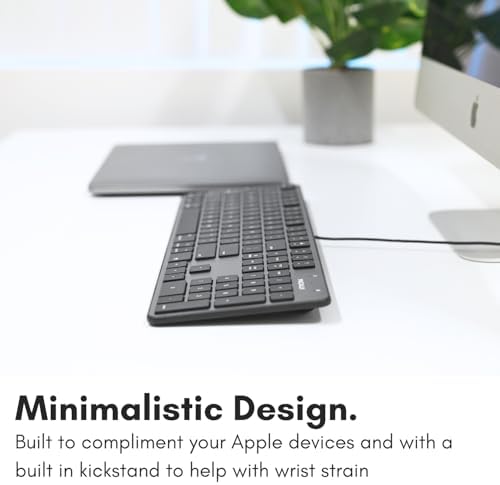 Enhance Your Workspace with the Macally Ultra-Slim USB Wired Keyboard – Full-Size Design & Number Keypad for Mac & Windows Devices, Elegant Silver Finish for Style and Durability