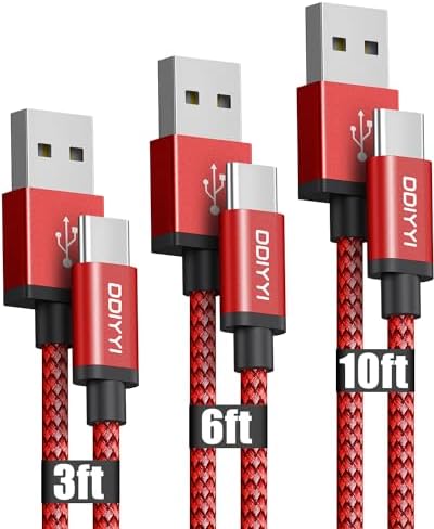 USB Type C Cable 5Pack (3/3/6/6/10FT), Nylon Braided USB C Cable Fast Charger Cord for iPhone 16/15, Samsung Galaxy S24 S23, LG V30 V20 G5 G6, PS5, Google Pixel, Redmi, HTC – Enhanced Compatibility and Speed