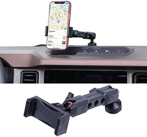 Revolutionize Your Ford Bronco Experience with the 360° Adjustable Dash Phone Mount Holder – Precision-Engineered Aluminum Smartphone Bracket for 2021-2025 Models, Perfect for 2-Door and 4-Door Interiors, Effortless Installation, Stylish Black Design for Maximum Durability and Functionality
