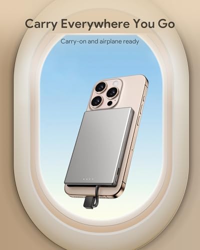 Magnetic Slim Power Bank for i Phone 16 & 15 Series, 5000 m Ah USB-C Fast Charging Portable Charger – Ultra-Compatible Battery Pack for Android and Samsung Devices with Effortless Magnetic Connection and Lightweight Design