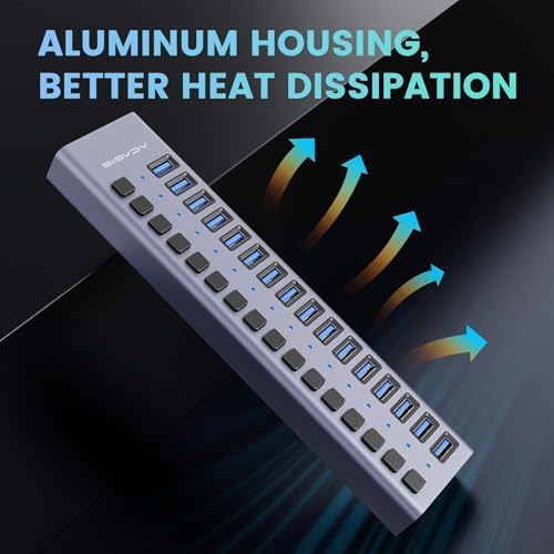 Unleash Your Productivity with the ACASIS 10-Port USB C Hub – Ultra-Fast 10 Gbps Data Transfer, 60 W Power Adapter, Individual Port Control, and Stylish Aluminum Build for Seamless Multi-Device Connectivity in Any Professional Environment