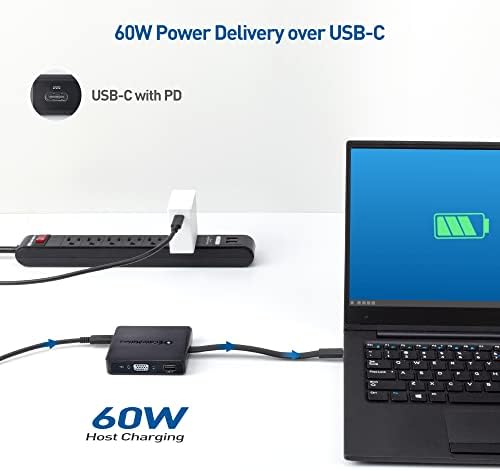 High-Performance Cable Matters USB C Hub with HDMI, Display Port & VGA – Multiport Adapter for Seamless Connectivity | Fast Ethernet & 60 W Charging | Compatible with Thunderbolt 3, USB4, Mac Book Pro, Dell XPS & More – Enhance Your Workspace Today!