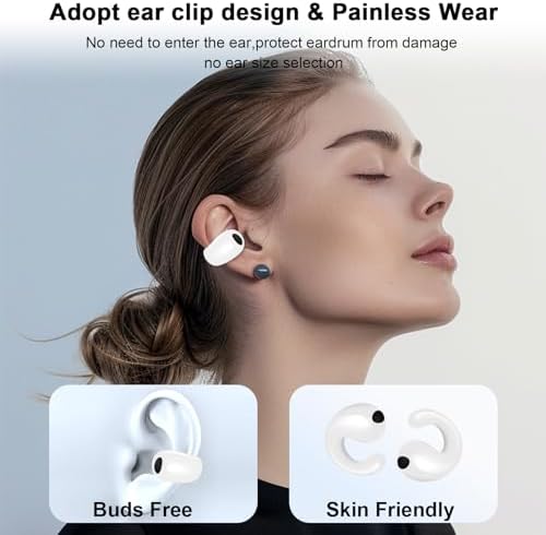 Open Ear Wireless Earbuds with Bluetooth 5.3 Technology – Lightweight Clip-On Sports Headphones Featuring Waterproof Design and Digital Display Charging Case for Active Lifestyles – Perfect for Running, Workouts, and Driving