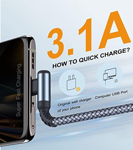 sweguard 10 FT Right Angle USB Type C Charger Cable – Durable Nylon Braided 2-Pack for i Phone 15/16 Pro Max & Samsung Galaxy Models – Enhanced Fast Charging & Tangle-Resistant Design for Ultimate Convenience and Performance