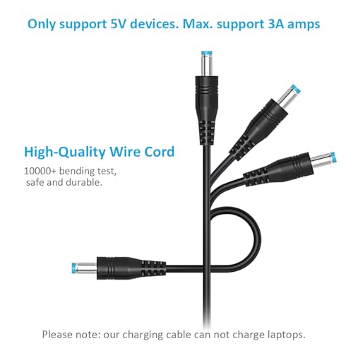 Universal 5 V DC Charging Cable by Belker – USB to DC Power Cord with 14 Interchangeable Plug Adapters for Enhanced Device Compatibility and Fast 3 A Charging – Ideal for Home, Office, and Travel Use