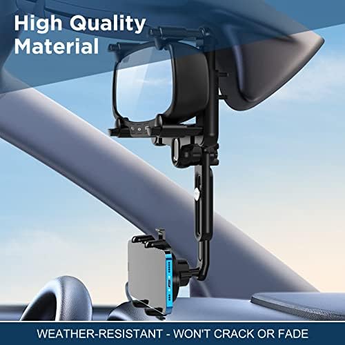 IPOW 2023 Upgraded Large Car Rearview Mirror Phone Holder – 360° Rotatable, Retractable, and Anti-Shake Design for Ultimate Smartphone Compatibility – Enhance Driving Safety and Convenience with Easy Installation and Secure Grip