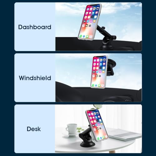 Sincetop Universal Car Phone Mount – Strong Sticky Gel Pad for Secure Windshield and Dashboard Installation – Ideal for i Phone, Samsung, and All Smartphones – Hands-Free Navigation with 360-Degree Rotation for Optimal Viewing Angles – Durable Design for Everyday Use and Safe Driving Experience