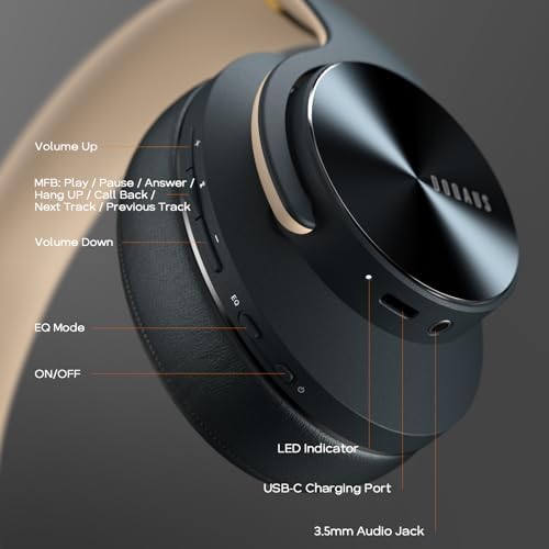 Transform Your Listening Journey with DOQAUS Over-Ear Bluetooth Headphones: 90-Hour Playtime, Tailored EQ Settings, and Superior Noise Cancellation for Unmatched Comfort and Audio Clarity in Music and Calls
