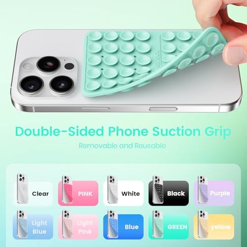 Klearlook 4-Pack Silicone Suction Cup Phone Mount – Creative Hands-Free Phone Grip for Stunning Selfies & Videos in Clear, Light Pink, Hot Pink, and Lavender – Innovative Double-Sided Suction Technology for Wide Compatibility – Premium Durable Design for Effortless Content Creation and Easy Maintenance