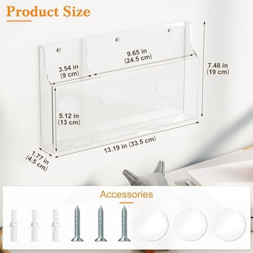 Yoillione Premium Wall-Mount Charging Station for Tablets and Smartphones – Dual-Slot Remote Control Organizer in Clear Acrylic – Streamlined Media Storage Solution with Enhanced Compatibility and Rapid Charging Speed – Perfect for Home and Office Use