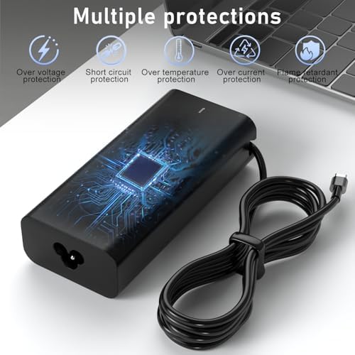 Ultra-Slim 65 W USB-C Laptop Charger for Dell – Fast Charging AC Adapter Compatible with Latitude, Inspiron, Chromebook & XPS – Optimized for Professionals with Superior Safety Features and Portability