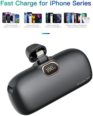 Compact 5000 m Ah Kuulaa Portable Charger for i Phone with Built-in Lightning Cable – Fast Charging Power Bank for i Phone 14/13/12/11/XR/XS/X/8/7/6 in Sleek White Design – Ultimate On-the-Go Charging Solution with Enhanced Compatibility