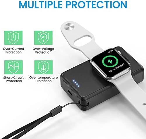 LVFAN 4000 m Ah Magnetic Wireless Power Bank for Apple Watch – Sleek Portable Charger Compatible with Series 1-10, SE, Ultra – Fast Charging Smartwatch Battery Pack for On-the-Go Convenience in Black