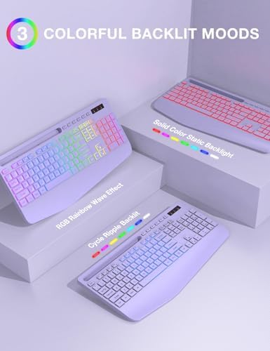 SABLUTE Ergonomic Large Print Wired Keyboard with Wrist Rest & Phone Holder – Perfect for Enhanced Visibility and Comfort in Windows, Desktop & Laptop Use – Eye-Catching Yellow Design for Effortless Typing Experience