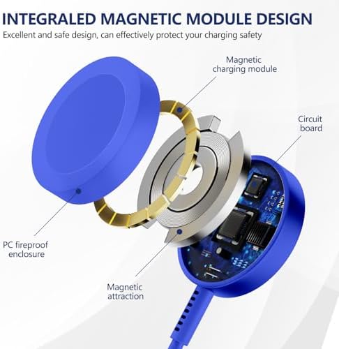 Premium 5 W Fast Charging USB C Cable for Apple Watch – 6 ft Magnetic Charger, MFi Certified, Compatible with Series SE2/8/7 & All Sizes 38 mm to 45 mm – Reliable & Efficient Power Solution for On-the-Go Users