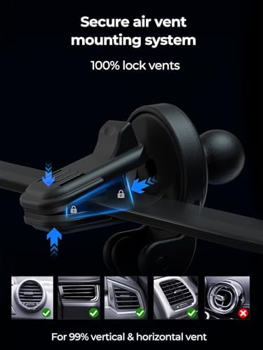 Efficient Magnetic Car Charger with Active Cooling – 15 W Qi2 Fast Charge for Mag Safe Devices – Universal Air Vent Mount for i Phone 16/15/14/13/12 – Optimal Performance & Enhanced Compatibility for Safe Driving
