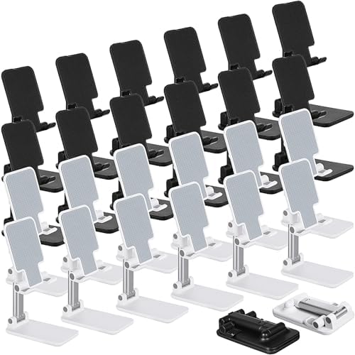 24 Pcs Cell Phone Stand Desk Table Adjustable Angle Height Phone Stand Foldable Portable Mobile Holder Silicone Pad Smartphone Tablet Holder Bulk for Office Travel Filming Photography – Enhanced Compatibility and Speed