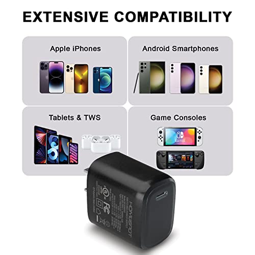 Home Spot 2-in-1 USB-C to USB-C Cable with Lightning Adapter & UL-Listed 20 W Wall Charger – Fast Charging Solution for i Phone, i Pad & Galaxy Devices – MFi Certified, Durable & 6.6 ft Length for Enhanced Device Compatibility and User Convenience