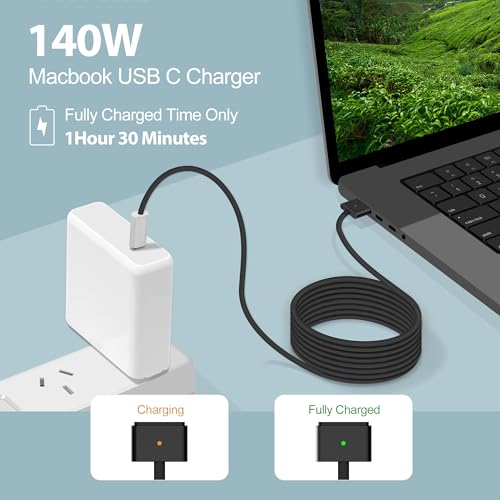 Upgrade Your Charging Game: 140 W USB-C to Magnetic 3 Cable (2 m/6.6 ft) for Seamless Compatibility with 2022/2023 Mac Air & Pro Models, Enhanced Rapid Charging & Durable Braided Design for Optimal Performance and Convenience