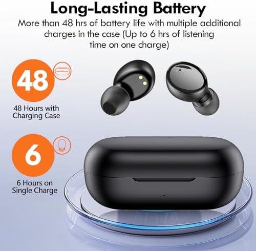 Lanteso Bluetooth 5.3 True Wireless Earbuds – Lightweight Sports Headphones with 48-Hour Playtime, Deep Bass Sound, Built-In Mic for Hands-Free Calls, Stylish Purple Finish for Active Lifestyles – Exceptional Comfort and Immersive Audio Quality