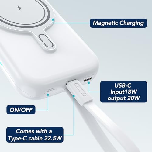 HUOTO 10000 m Ah Magnetic Power Bank – Ultimate Fast Charging Solution for i Phone 12-16 Pro Max | Wireless Battery Pack for Hassle-Free Travel & Everyday Use | Sleek, Compact Design with Enhanced Mag Safe Compatibility