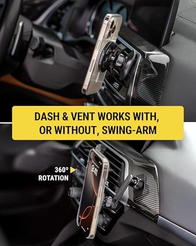 Scosche SMS1 ODVR-1 Magic Mount: 5-in-1 Mag Safe Magnetic Phone Holder for Hands-Free Driving – Versatile Car Vent, Dashboard & Floating Screen Mounts Compatible with i Phone 12-16, Secure Grip & 360-Degree Rotation for Optimal Viewing