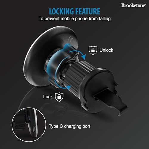 Brookstone Glass Panel Magnetic Car Phone Holder Mount – Premium Wireless Charger for i Phone 15, 14, 13 Pro Plus Max Mini & All Smartphones – Hands-Free Navigation & Enhanced Magnetic Stability for Safe Driving and Effortless Connectivity