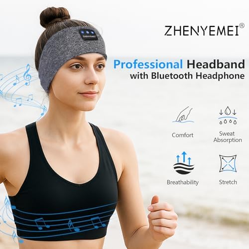 Transform Your Rest with Premium Bluetooth 5.4 Sleep Headphones – Lightweight Headband Design with HD Stereo Sound for Yoga, Jogging, and Travel – Ultimate Comfort and Insomnia Relief Gift in Stylish Gray – Seamless Connectivity and Versatile Use for Active Lifestyles