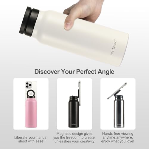 Maximize Your Hydration with the iontech 32 oz Insulated Water Bottle Featuring Mag Safe Compatibility – Innovative Stainless Steel Flask with Magnetic Phone Tripod Mount for Effortless Access During Gym, Sports, Travel, and Daily Commutes – Keeps Beverages Hot for 12 Hours and Cold for 24 Hours in Striking Blue – Ultimate Convenience for Active Lifestyles