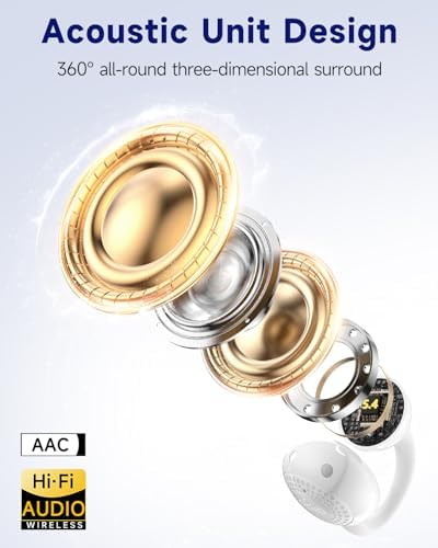 aigo CA05 Open Ear Bluetooth 5.4 Earbuds – Waterproof Wireless Headphones with Clip-On Design, 50 Hours Playtime & Noise Reduction for i Phone, Android, and Laptop – Perfect for Active Lifestyles & Clear Conversations in Vibrant Purple