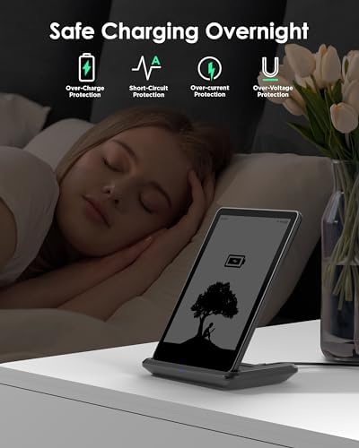 Portable Foldable Wireless Charging Stand for Kindle Colorsoft & Paperwhite Signature Editions (2022/2024) and Samsung Devices – Fast Charge Dock with Non-Slip Design for Home & Travel Convenience